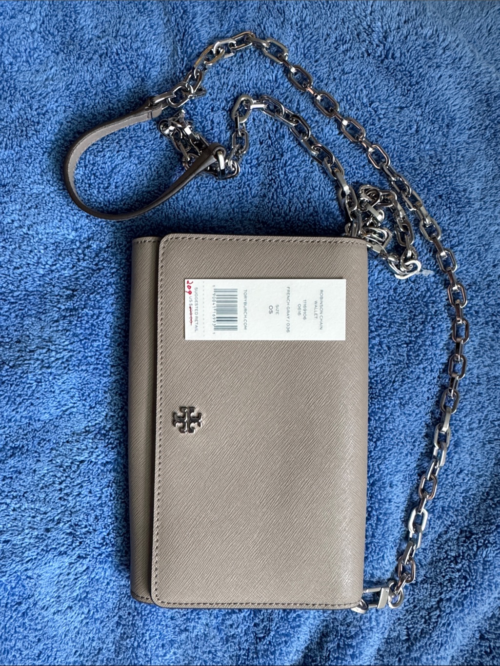 Tory Burch French Gray Robinson Chain Wallet